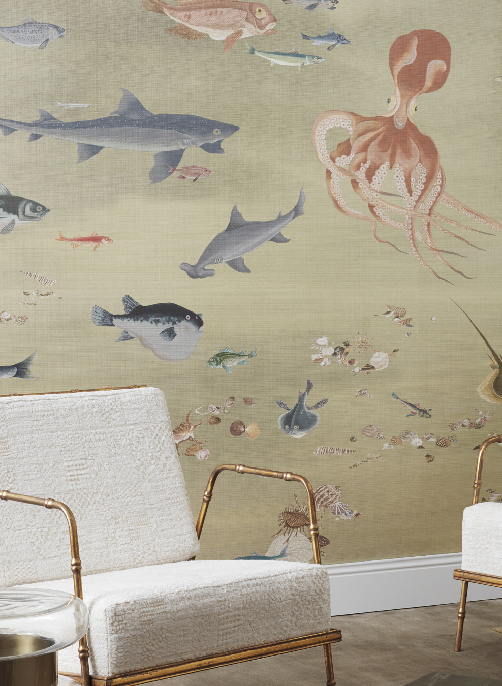 Wallpapers with maritime fish motifs, Many variations