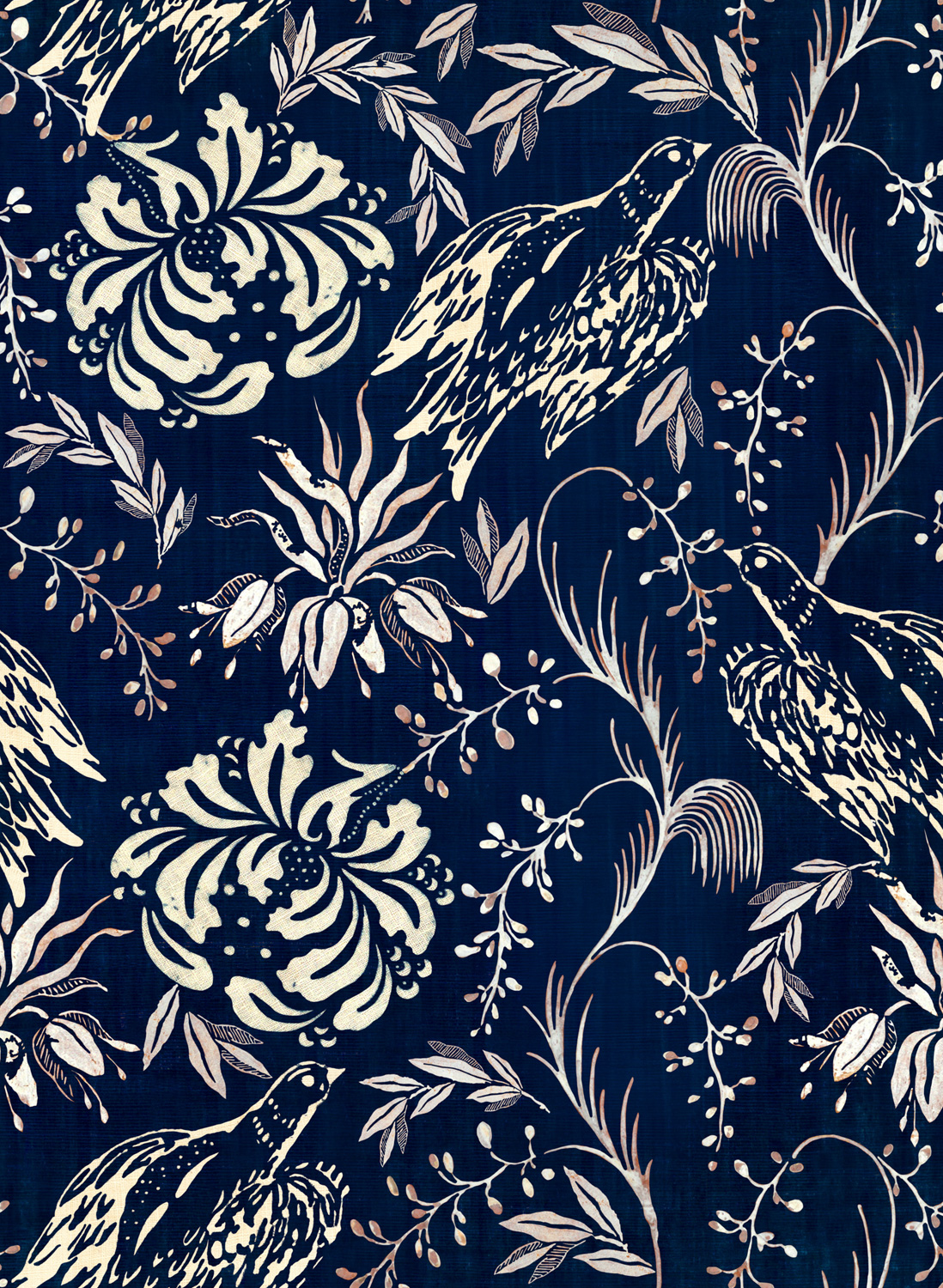 Mindthegap Wallpaper Folk Embroidery Indigo Off White 7545 1