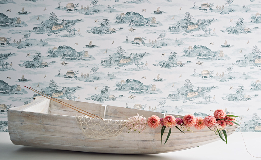 Designtapeten mit Landschafts- und Personenmotiven