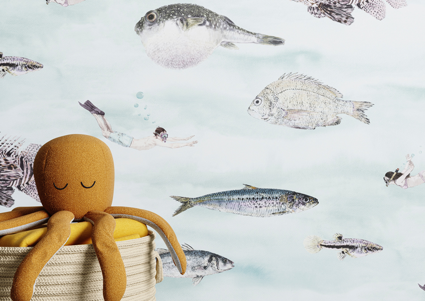 Kindertapeten mit Fischmotiven
