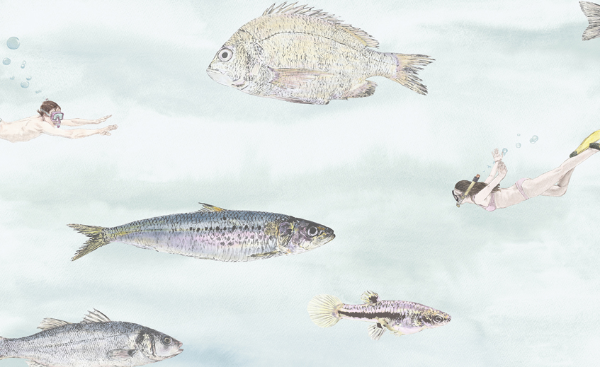 Tapete mit Fischen